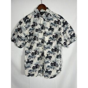 Vintage Buckhorn River Mens All‎ Over Print Motorcycle Button Up Shirt Size M